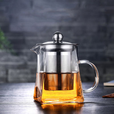 Handmade High Borosilice Clear Glass Teapot with Stainless Steel Infuser supplier