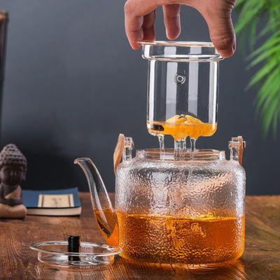 Handmade 1000ml Clear Glass Teapot Borosilicate Material Eco Friendly supplier