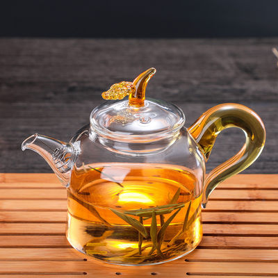 280ml Colorful Clear Glass Teapot With Removable Infuser Unique Design Borosilicate Kettle supplier