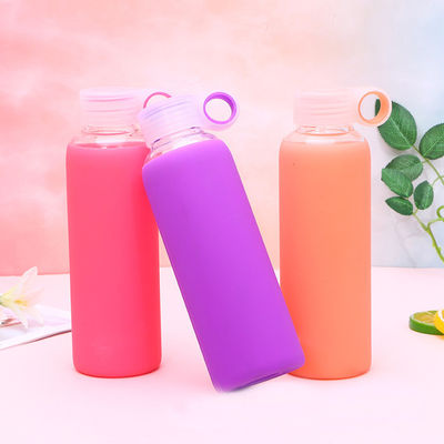 Protective Silicone Sleeve Glass Water Bottle For Outdoor Sports Eco Friendly supplier