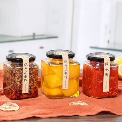 Square Glass Jam Jar For Jelly Storage Leak Proof Plastisol Lined Lids Multi Volume supplier