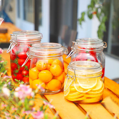 Food Grade Glass Jam Jar Airtight Metal Clip Top For Storage / Preserving Honey supplier
