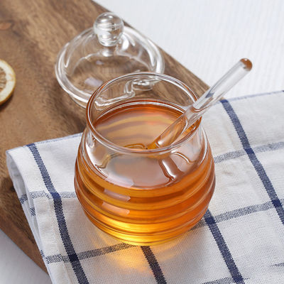Borosilicate Glass Honey Jar With Dripper Heat Resistant Eco Friendly supplier