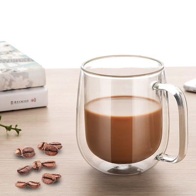 Easy Hold Handle Insulated Espresso Cups , Borosilicate Glass Milk Cup supplier