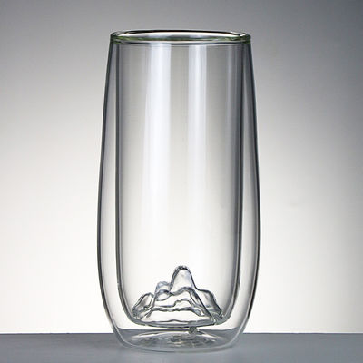 Mountain Shap Clear Coffee Mugs , Borosilicate Insulated Double Wall Glass Cup supplier