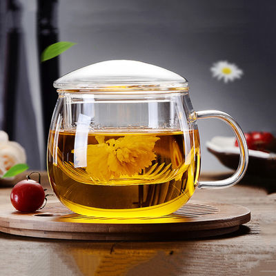 BPA Free Hand Blown Tea Steeper Mug , Thin Wall Glass Tea Infuser Travel Cup supplier