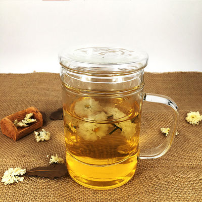 Stocked Glass Tea Cup With Strainer , Eco Friendly Glass Tea Mug With Infuser And Lid supplier