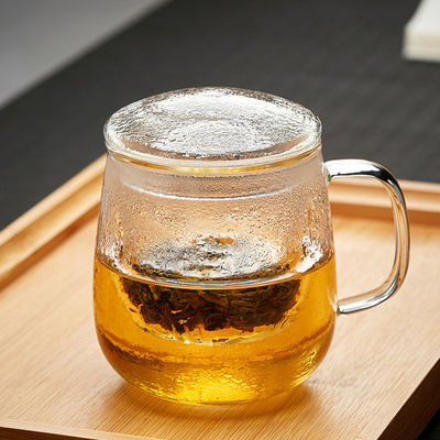 Customized Glass Tea Infuser Cup Single Serving Borosilicate Glass Material supplier