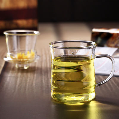 Heat Resistant Glass Tea Infuser Cup Filtering Thicker Flower Tea Cup With Handle supplier