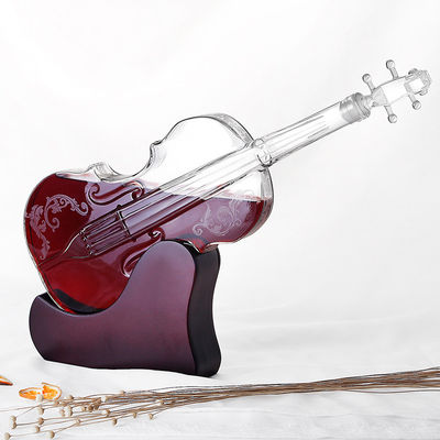 Creative Violin Shaped Vintage Whiskey Decanter , Single Wall Glass Wine Carafe supplier