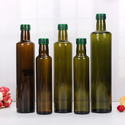Square Dark Green Amber Glass Olive Oil Bottle For Packing Cooking Oil supplier