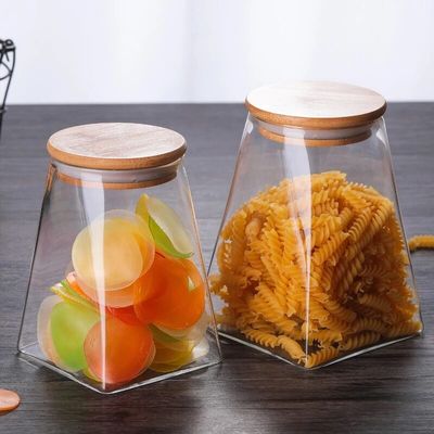 Bamboo Lids Food Canister Kitchen Airtight Glass Jar supplier