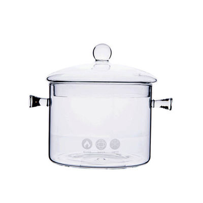 Borosilicate Heat Resistant 1500ml Saucepan Glass Cooking Pot supplier