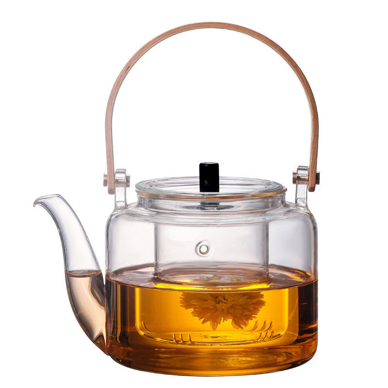 Handmade 1000ml Clear Glass Teapot Borosilicate Material Eco Friendly supplier