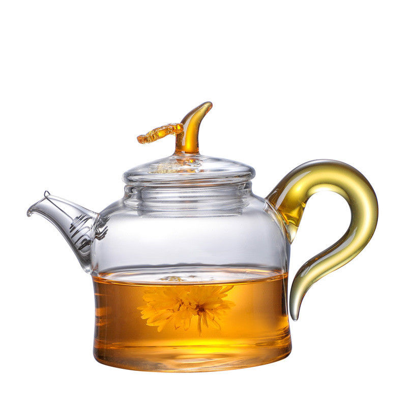 280ml Colorful Clear Glass Teapot With Removable Infuser Unique Design Borosilicate Kettle supplier