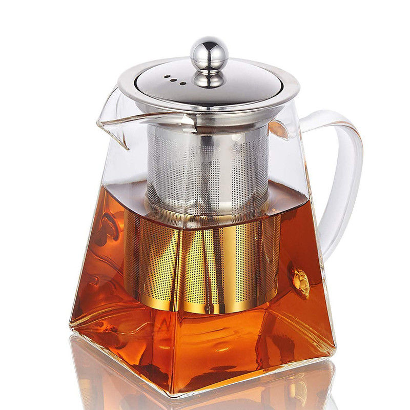 Handmade High Borosilice Clear Glass Teapot with Stainless Steel Infuser supplier