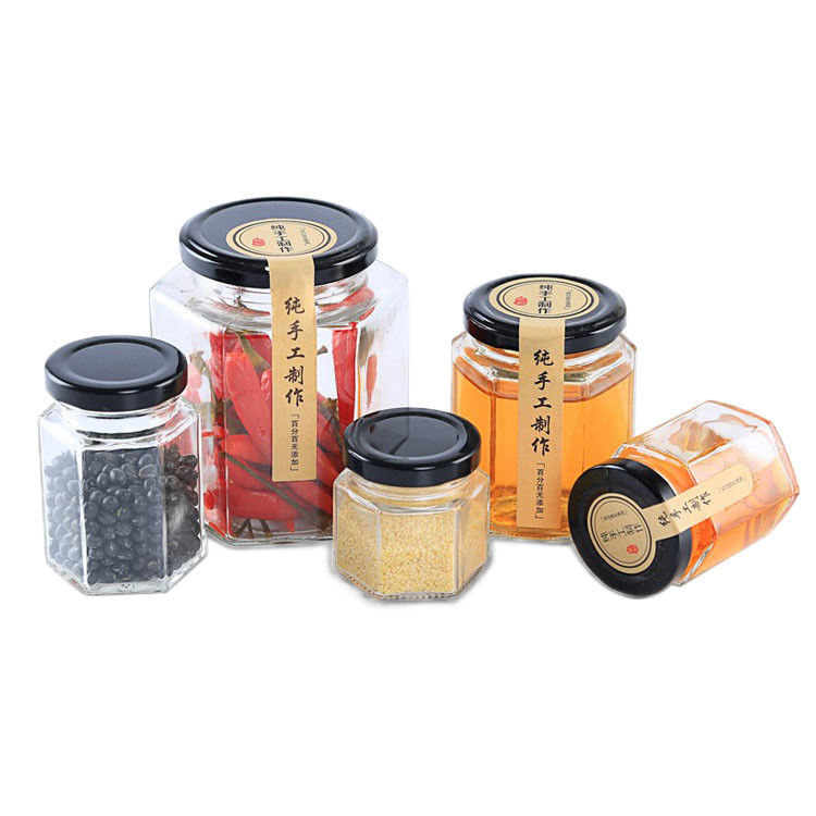Hexagonal Clear Glass Jam Jar Hermetic Airtight Storage Glass Bottle Jar supplier