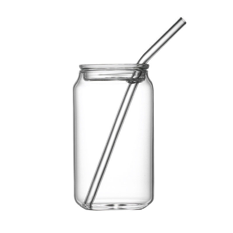 Reusable Borosilicate Glass Tumbler With Straws , Stain Free Glass Cappuccino Cups supplier