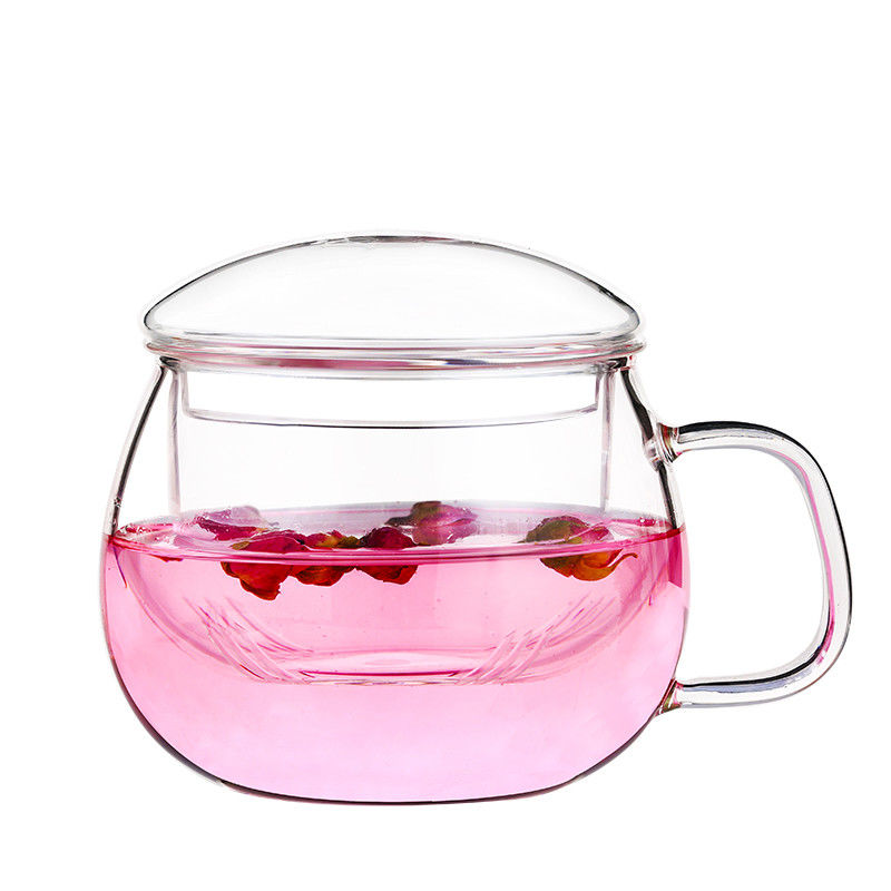 BPA Free Hand Blown Tea Steeper Mug , Thin Wall Glass Tea Infuser Travel Cup supplier