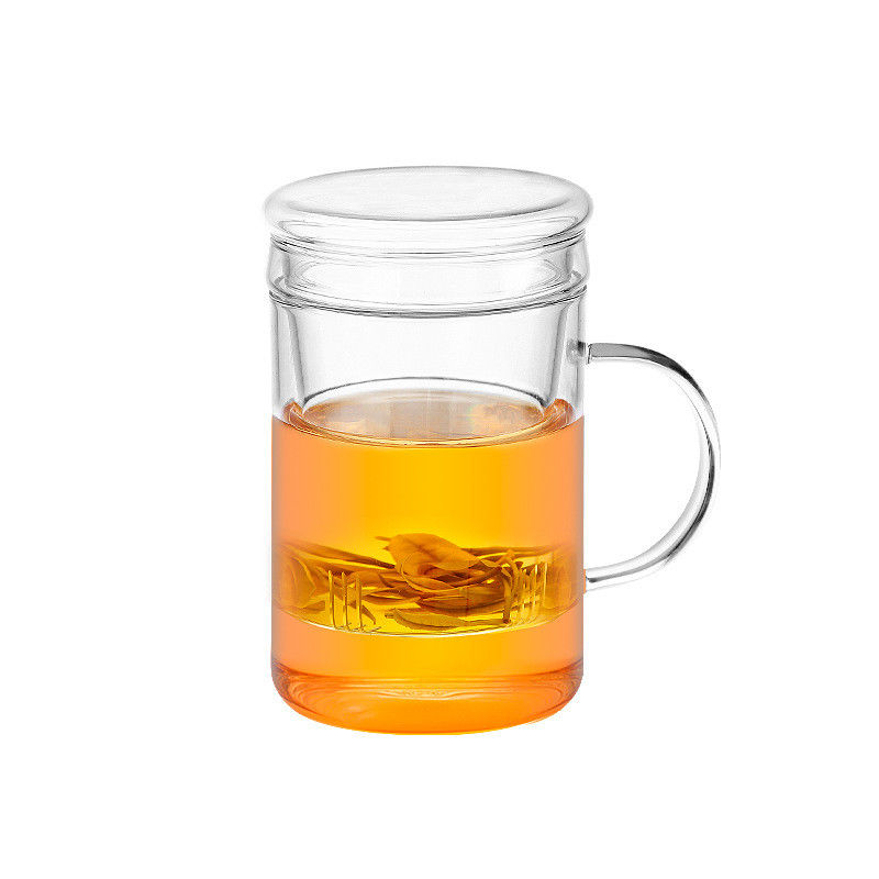 14oz / 420ml Glass Tea Infuser Cup With Lid Durable Loose Leaf Tea Mug