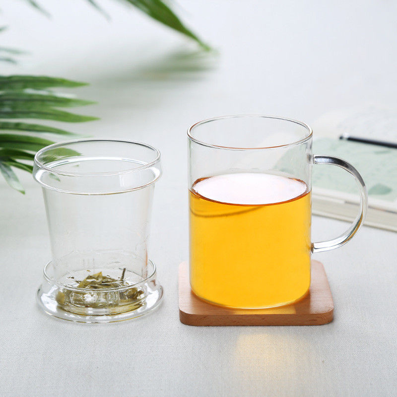 14oz / 420ml Glass Tea Infuser Cup With Lid Durable Loose Leaf Tea Mug