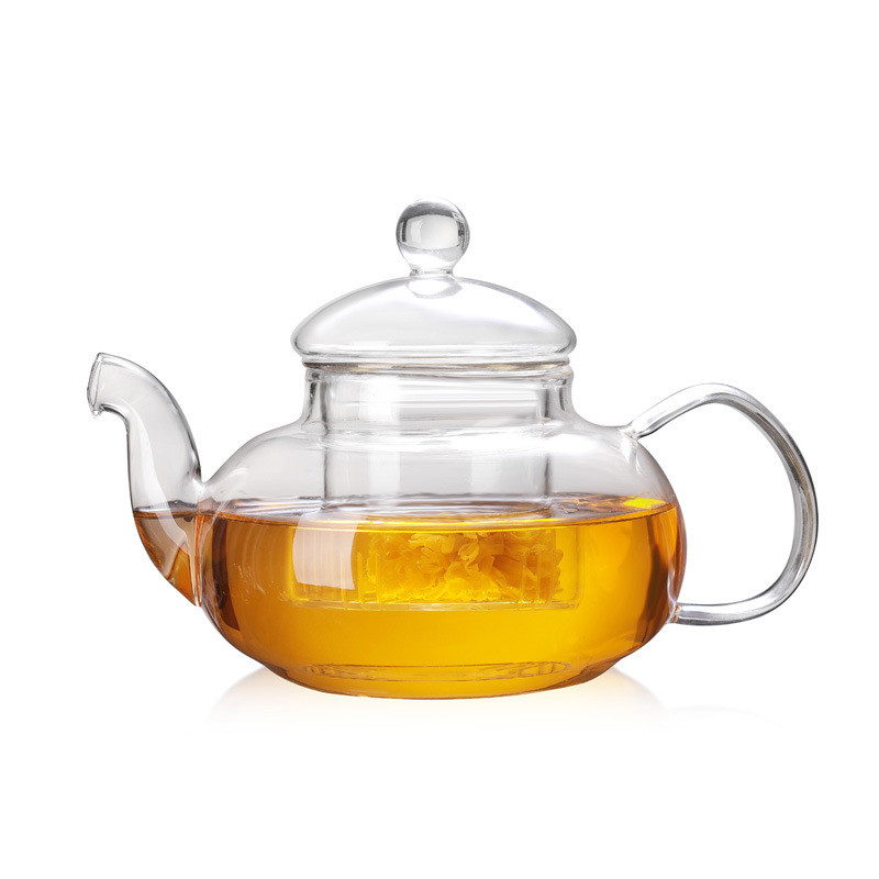 Home Clear Glass Tea Kettle , Blooming Loose Leaf Heat Resistant Glass
