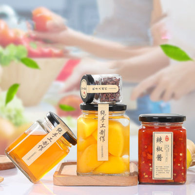Honey Airtight Glass Jars , Thick Wall Kitchen Storage Containers Glass supplier