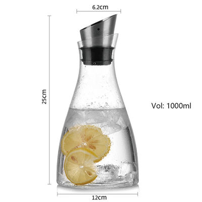 Flow Lid Heat Proof Glass Pitcher , Half A Gallon Night Table Water Carafe supplier