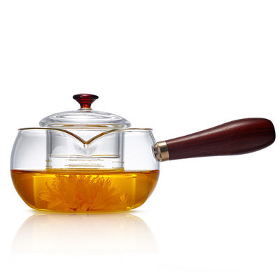 Small Size Clear Glass Teapot Kettle Kung Fu Teapot With Wooden Handle supplier