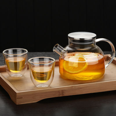 Electric Stove Safe Transparent Glass Tea Set With Stainless Steel Airtight Lid supplier