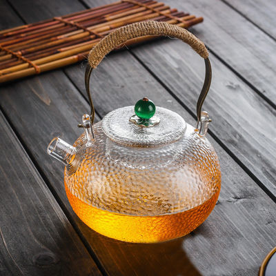 Heat Resistant Enamel Clear Glass Teapot For Blooming Tea / Coffee Custom Size supplier