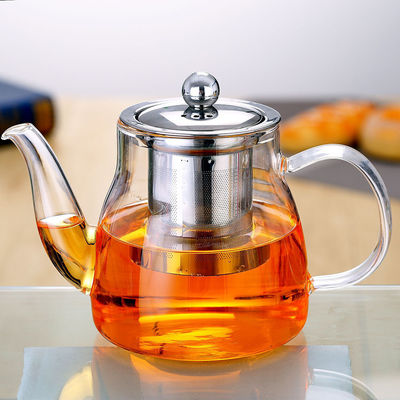 600ml Removable Infuser Clear Glass Teapot Ligjtweight Stovetop Safe Tea Kettle supplier