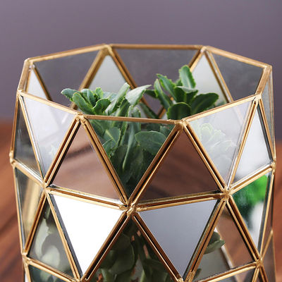 16 * 14 * 40cm Decorative Planter , Metal / Glassless Geometric Terrarium supplier
