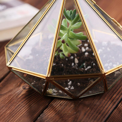 Copper Pyramid Glass Homeware Hanging Terrarium Tabletop Vase For decoration supplier