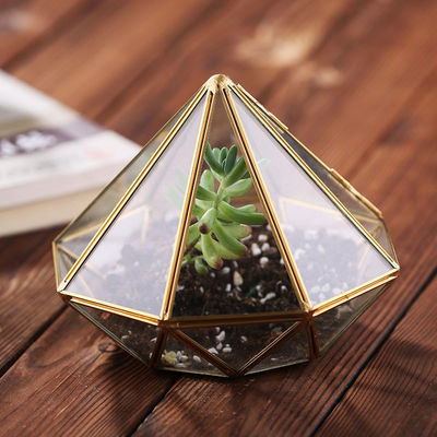 Copper Pyramid Glass Homeware Hanging Terrarium Tabletop Vase For decoration supplier