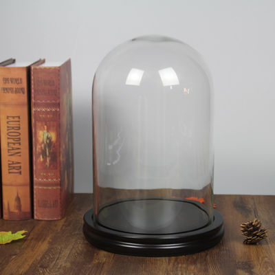 Preserved Rose Display Glass Homeware Cloche Cover with Black Wooden Base supplier