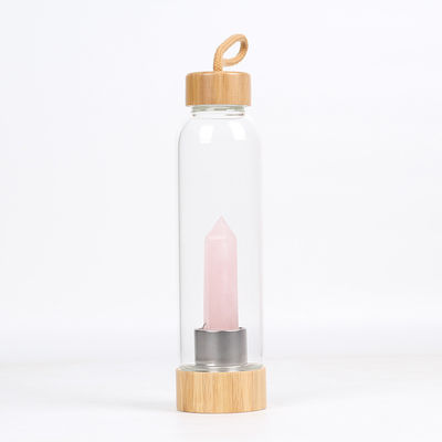 Wellness Healing Gemstone Glass Bottles For Water Storage , Infused Rose Quartz Crystal Water Bottle supplier