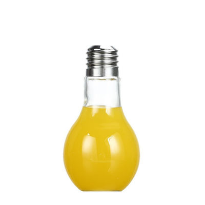Light Bulb Shape Glass Beverage Bottle With Lid / Straws Customer Capacity supplier