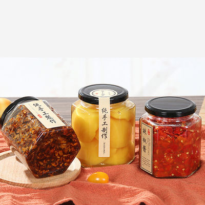 Flat Hexagon Airtight Mason Jars , BPA Free Food Safe Glass Candy Jar With Lid supplier