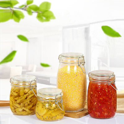 Transparent Empty Glass Jam Jar Airtight Easy To Wash Thick Material Round Shape supplier