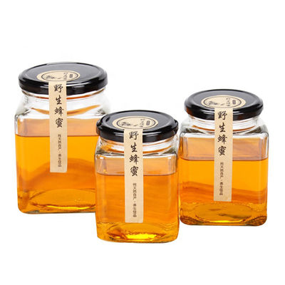 Food Storage Square Glass Jars , Portable 4 Inches Wide Mouth Glass Jars supplier