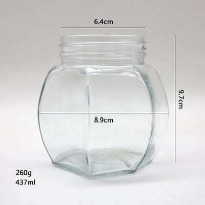 Transparent Food Safe Airtight Honey Jar , Storage Honey Hexagon Glass Jars supplier