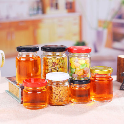 Lead Free Seal Label Glass Honey Jar With Tin Lid Food Grade Round Shape supplier