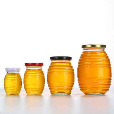 Bee Shape Little Glass Jars , Fancy Threaded Round Glass Jar With Lid supplier