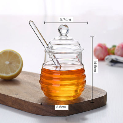 Borosilicate Glass Honey Jar With Dripper Heat Resistant Eco Friendly supplier
