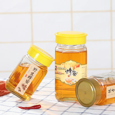 Empty Clear Square Glass Honey Jar With Screw Plastic Lid Classic Design supplier
