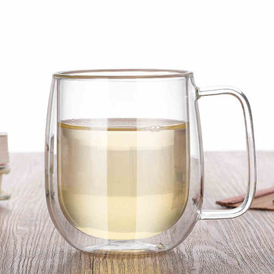 Easy Hold Handle Insulated Espresso Cups , Borosilicate Glass Milk Cup supplier