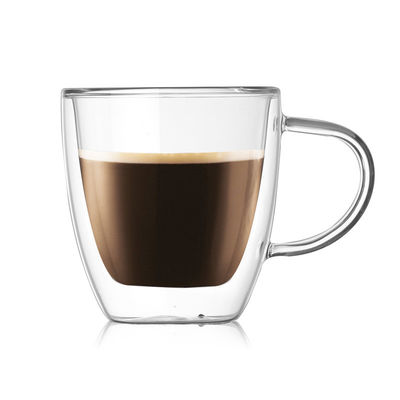 Handmade Heat Resistant Double Wall Glass Cup Sophisticated Look For Coffee supplier
