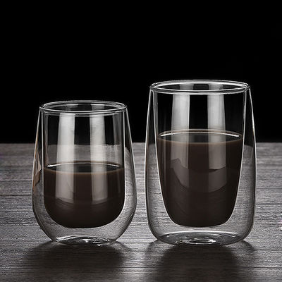 Insulated 180ml / 250ml Glass Cup , Heat Resistant Double Wall Coffee Cups supplier