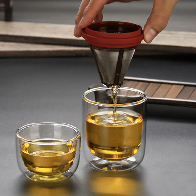 Portable Travel Glass Coffee Cup Small Size All In One Coffee Maker Tea Sets supplier